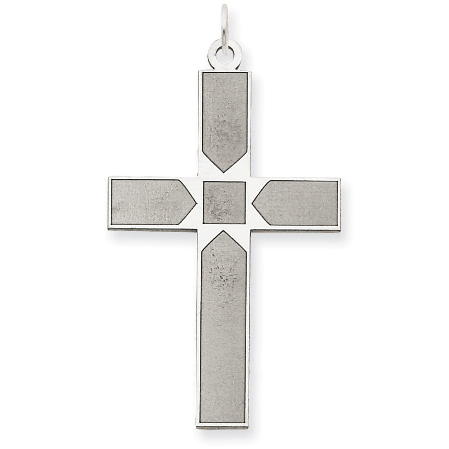 14k White Gold Laser Designed Cross Pendant