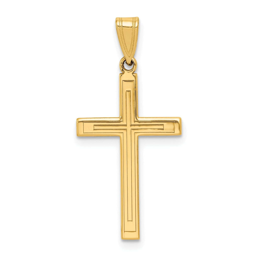 14k Yellow Gold Solid Cross Pendant