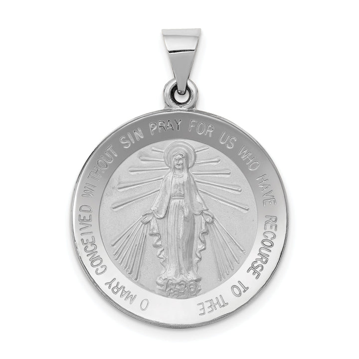 14k White Gold Miraculous Medal Pendant