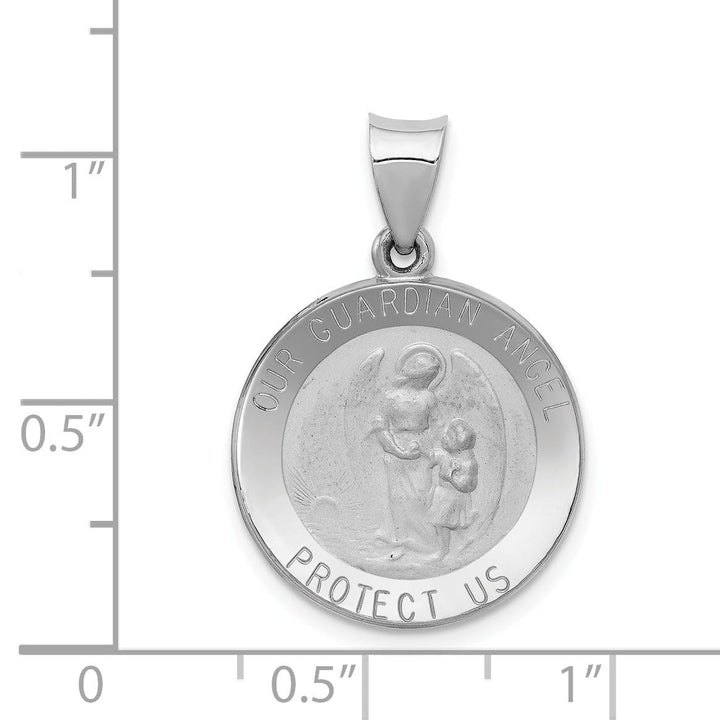 14k White Gold Our Guardian Angel Medal Pendant
