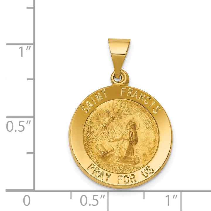 14k Yellow Gold Saint Francis Medal Pendant
