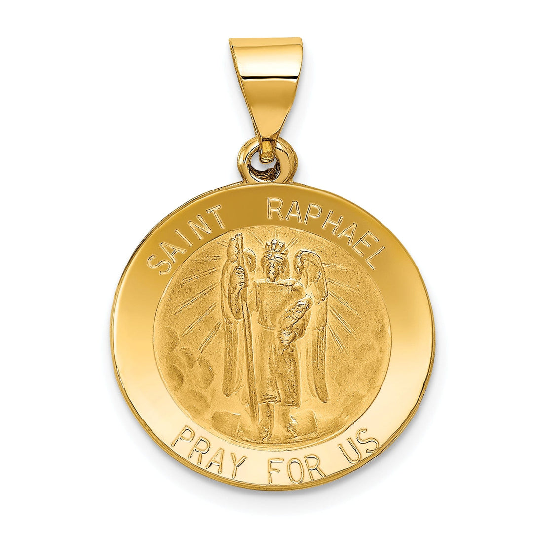 14k Yellow Gold Saint Raphael Medal Pendant
