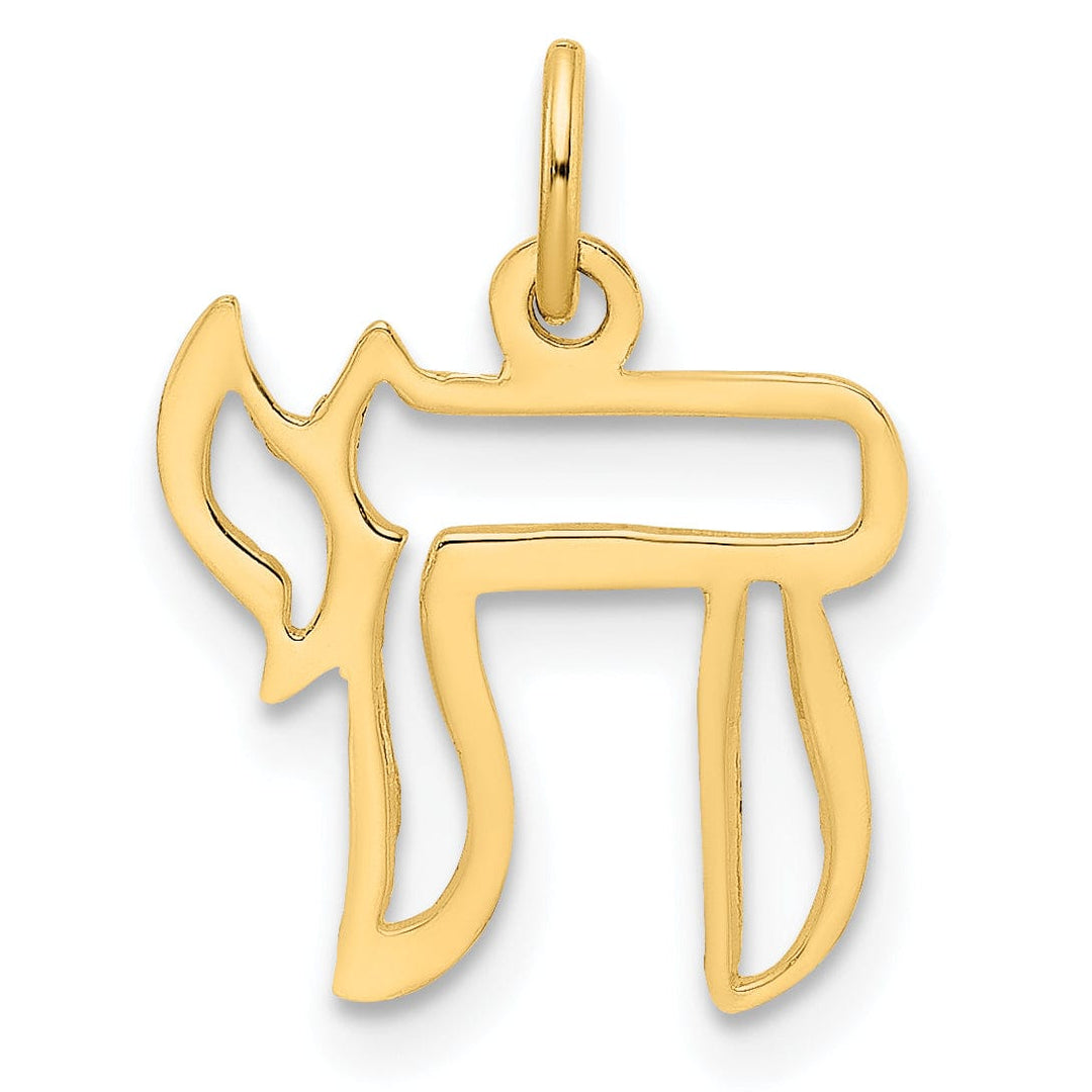 14k Yellow Gold Polish Finish Unisex Solid Chai Symbol Outline Pendant