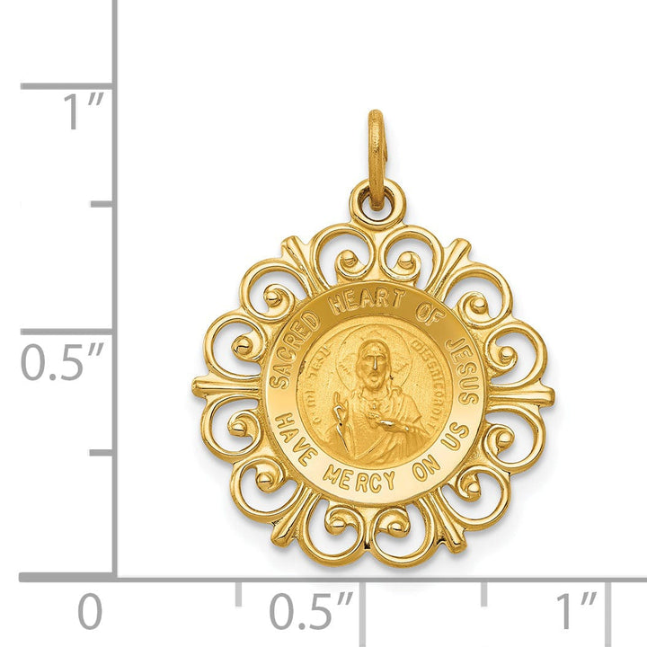 14k Yellow Gold Sacred Heart of Jesus Pendant