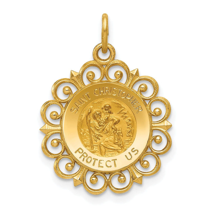 14k Yellow Gold Saint Christopher Medal Pendant
