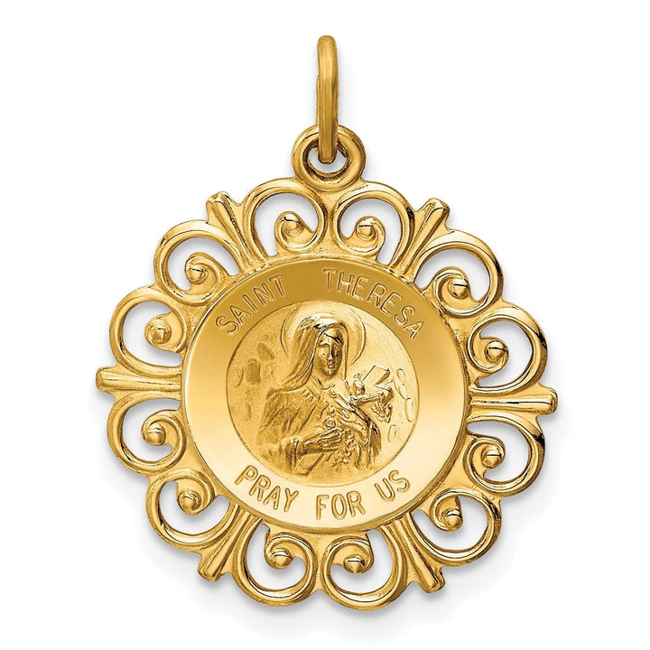 14k Yellow Gold Saint Theresa Medal Pendant
