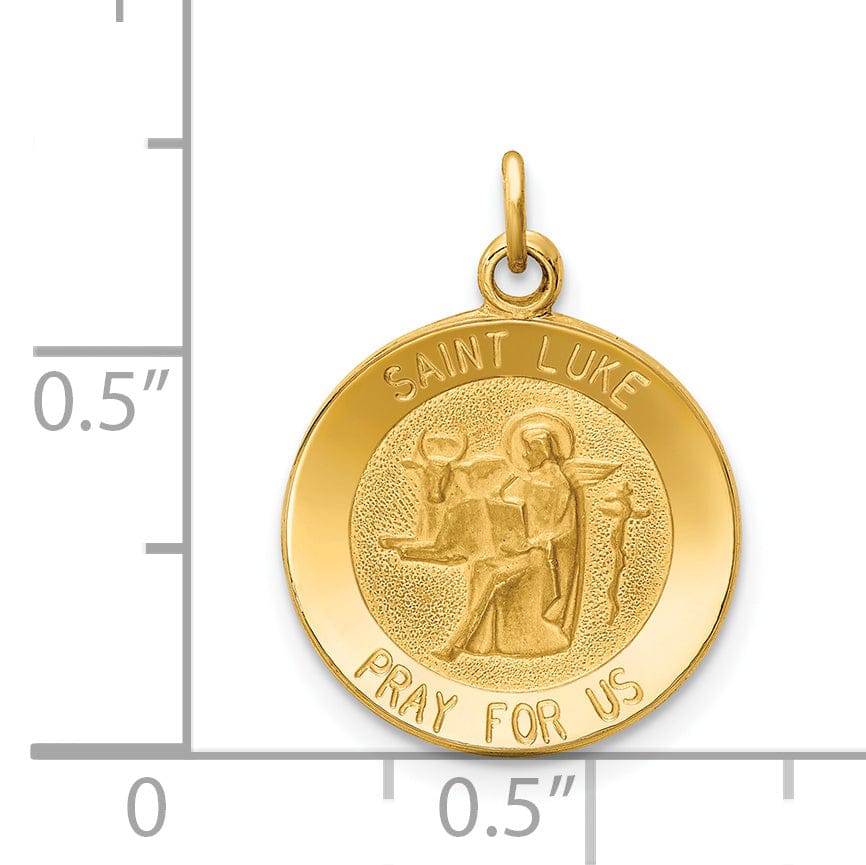 14k Yellow Gold Saint Luke Medal Pendant