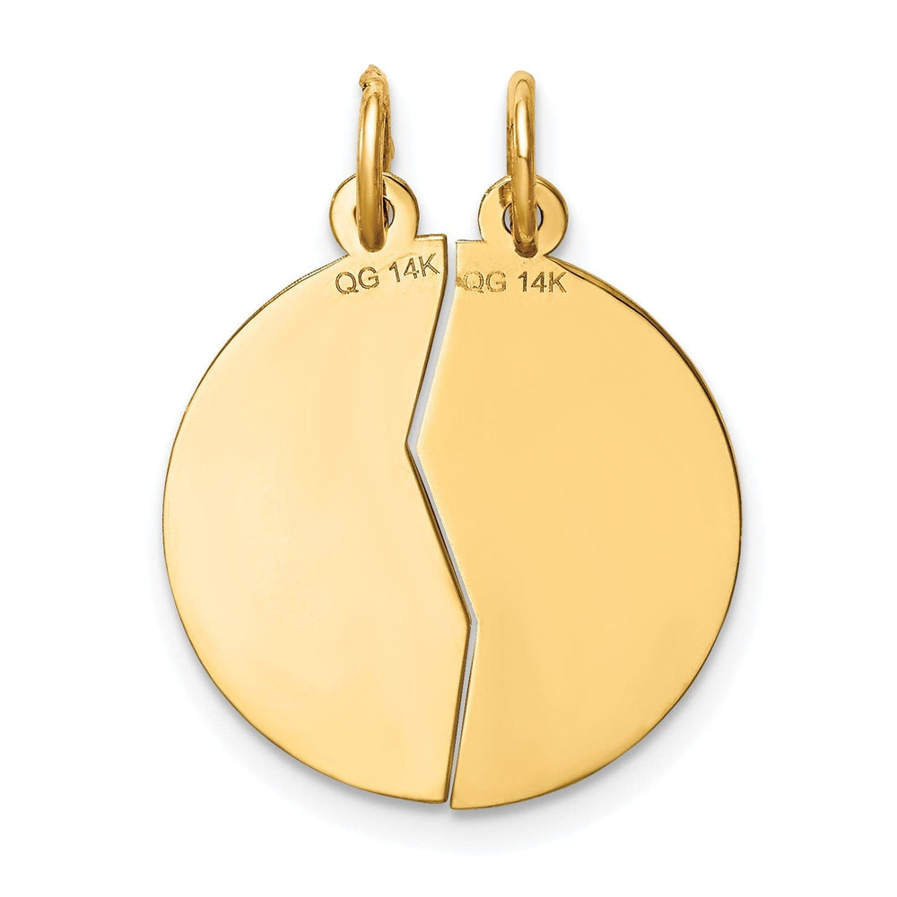 14k Yellow Gold Mizpah Apart Round Pendant.