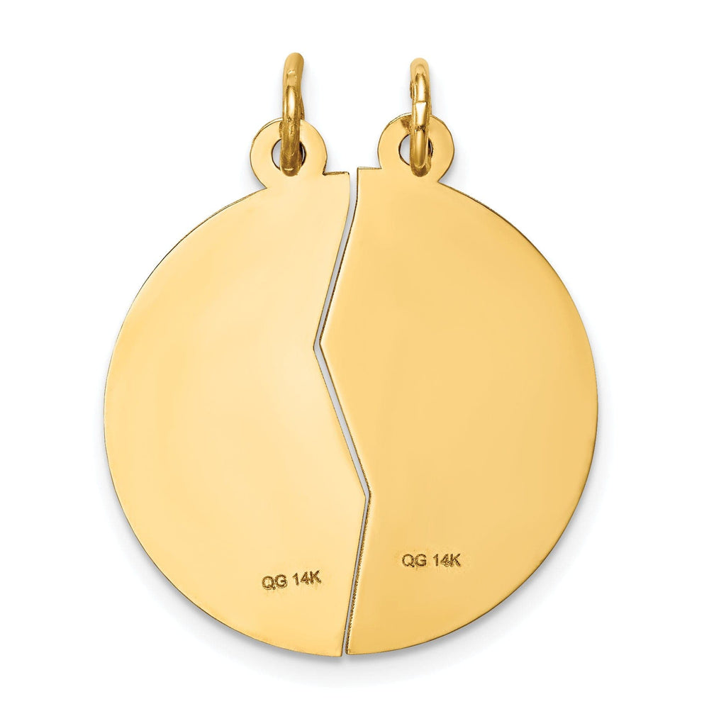 14k Yellow Gold Mizpah Apart Round Pendant.