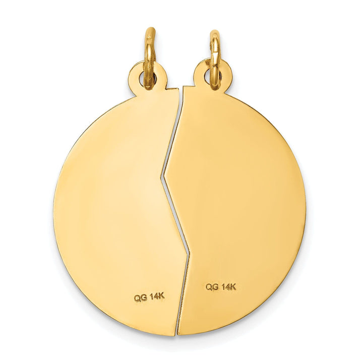 14k Yellow Gold Mizpah Apart Round Pendant.