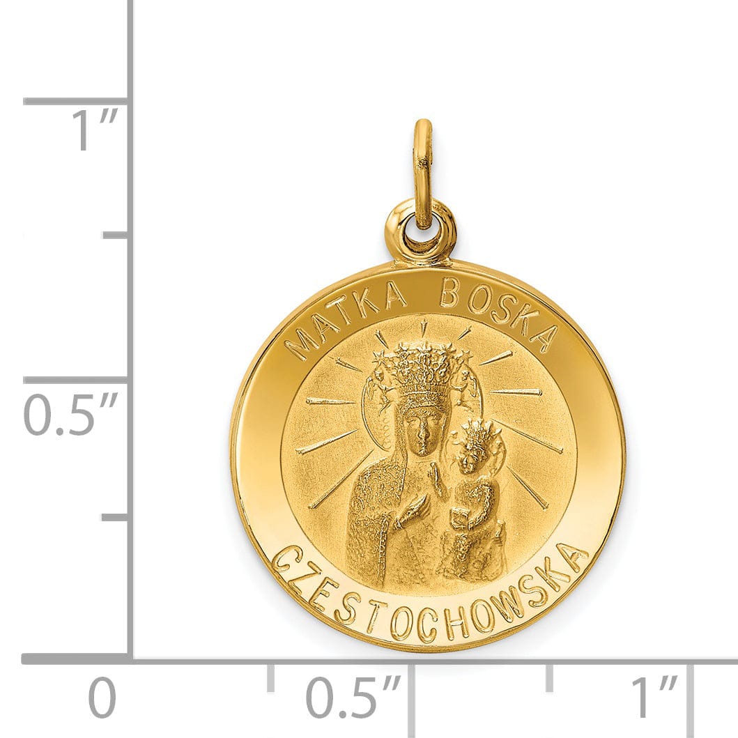 14k Yellow Gold Matka Boska Medal Pendant