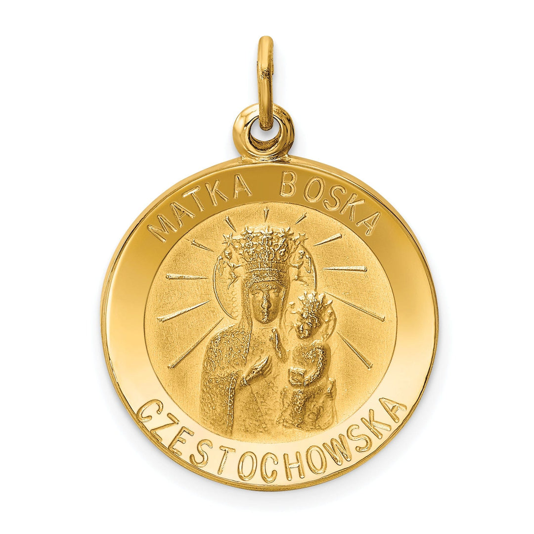 14k Yellow Gold Matka Boska Medal Pendant