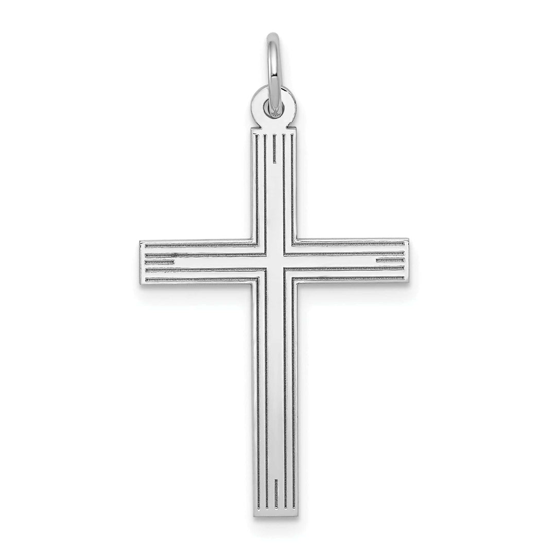 14k White Gold Laser Designed Cross Pendant