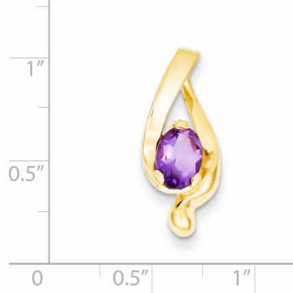 14 Yellow Gold 8x6m Oval Amethyst Slide Pendant