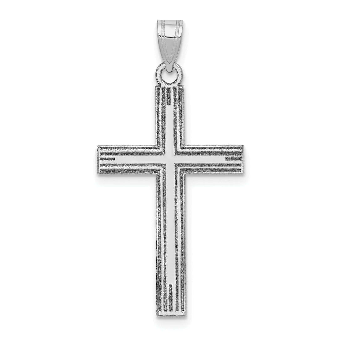 14k White Gold Solid Cross Pendant