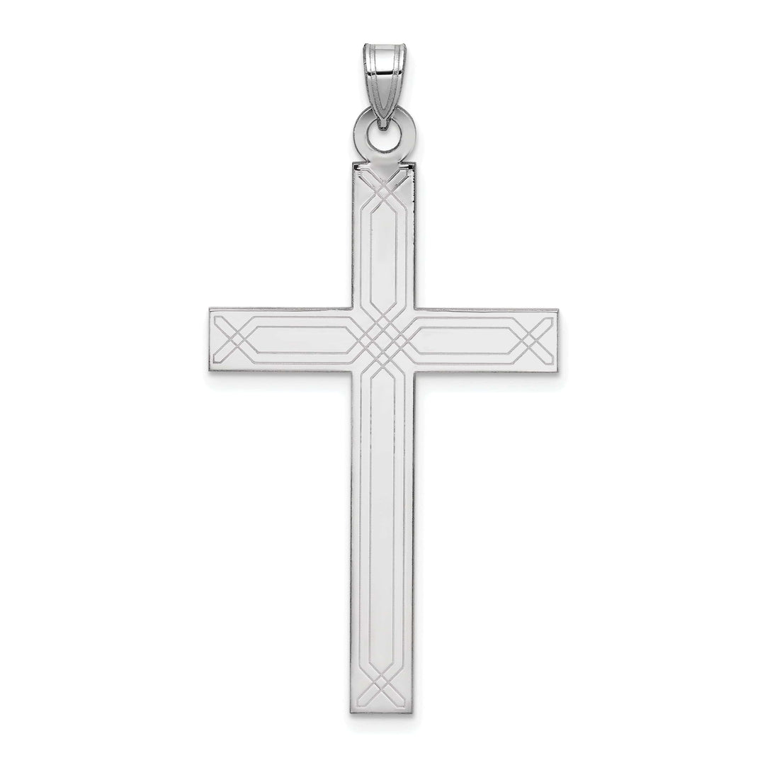 14k White Gold Solid Cross Pendant