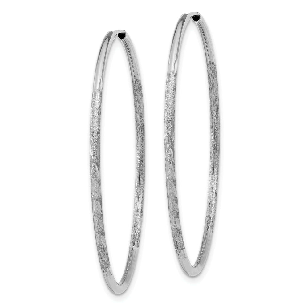 14k White Gold D.C Endless Hoop Earrings 1.5mm x 41mm