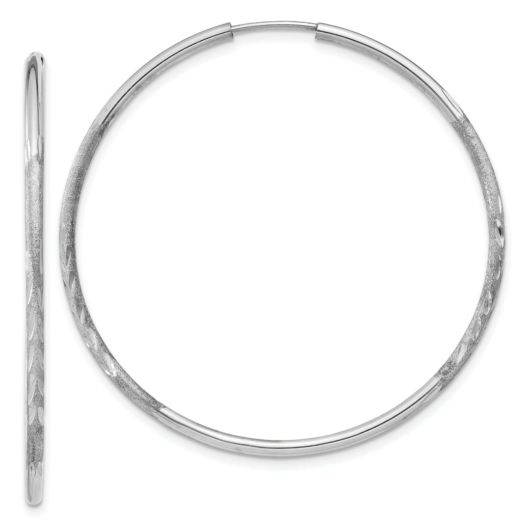 14k White Gold D.C Endless Hoop Earrings 1.5mm x 41mm