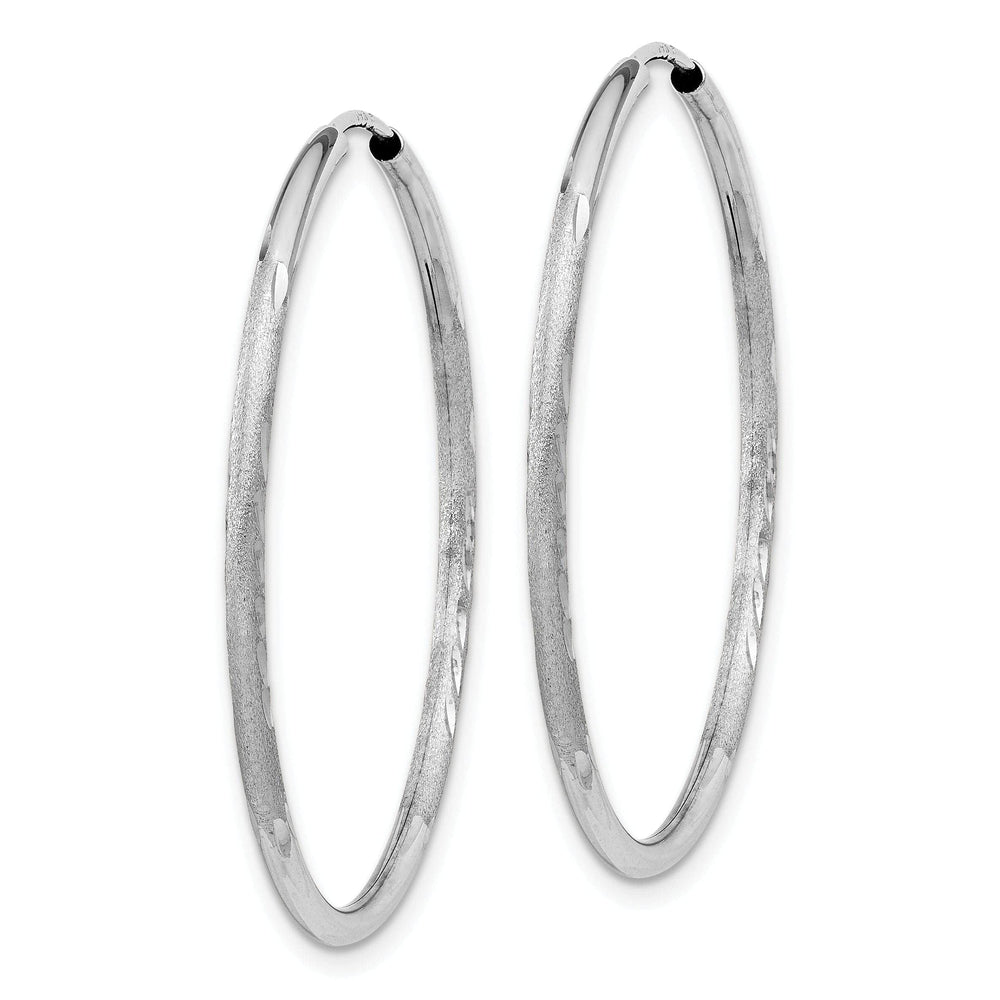 14k White Gold D.C Endless Hoop Earrings 1.5mm x 31mm