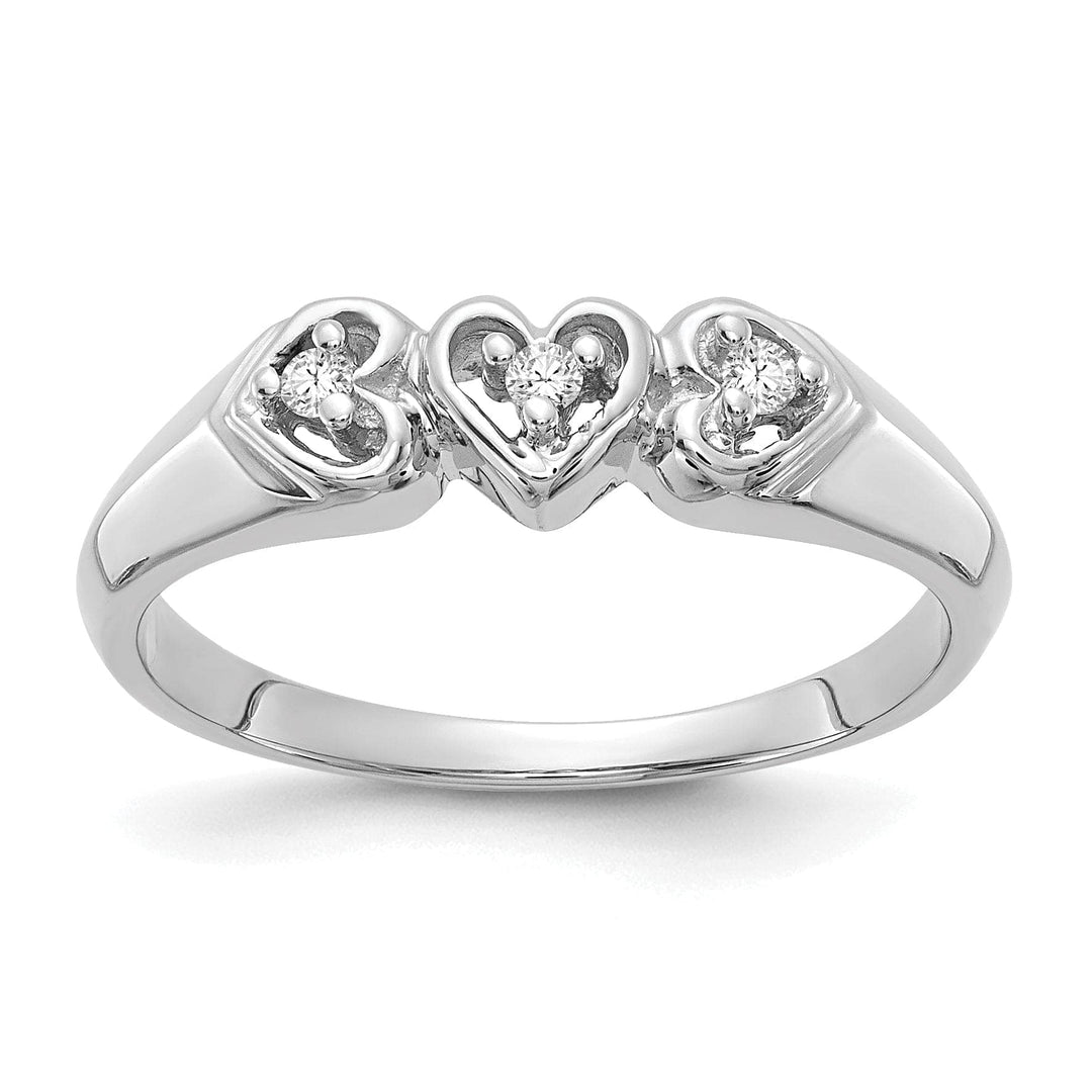 14k White Gold Polished Diamond Heart Ring