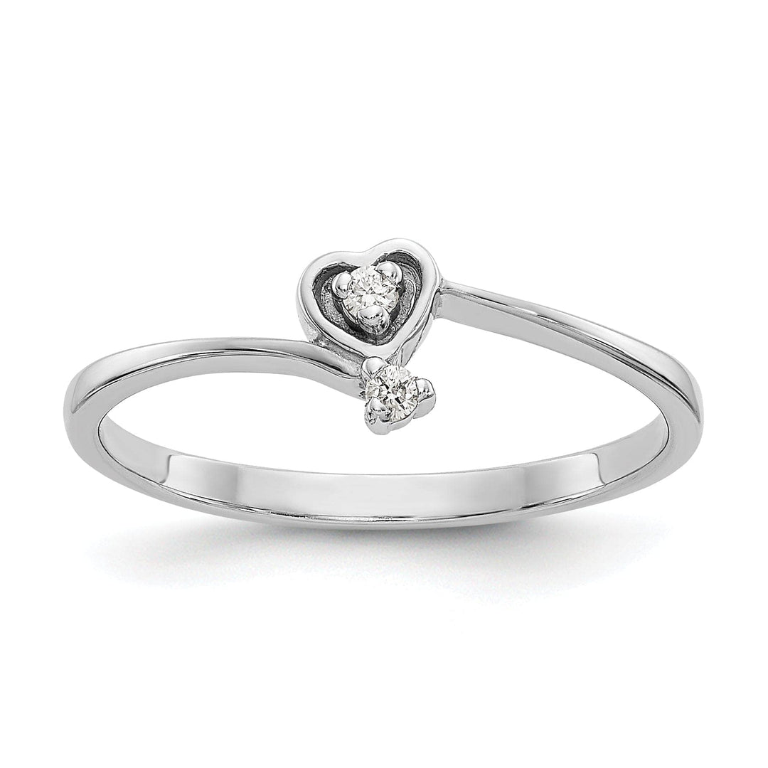 14k White Gold Polished Diamond Heart Ring