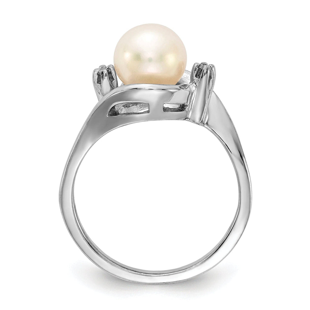 14k White Gold Pearl Diamond Ring