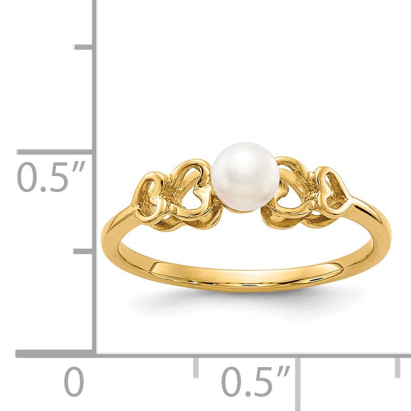 14k Yellow Gold White Pearl Ring