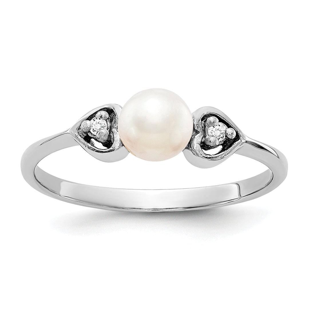 14k White Gold Pearl Diamond Ring