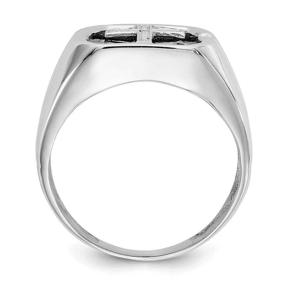 14k White Gold Men's Diamond Cross Ring