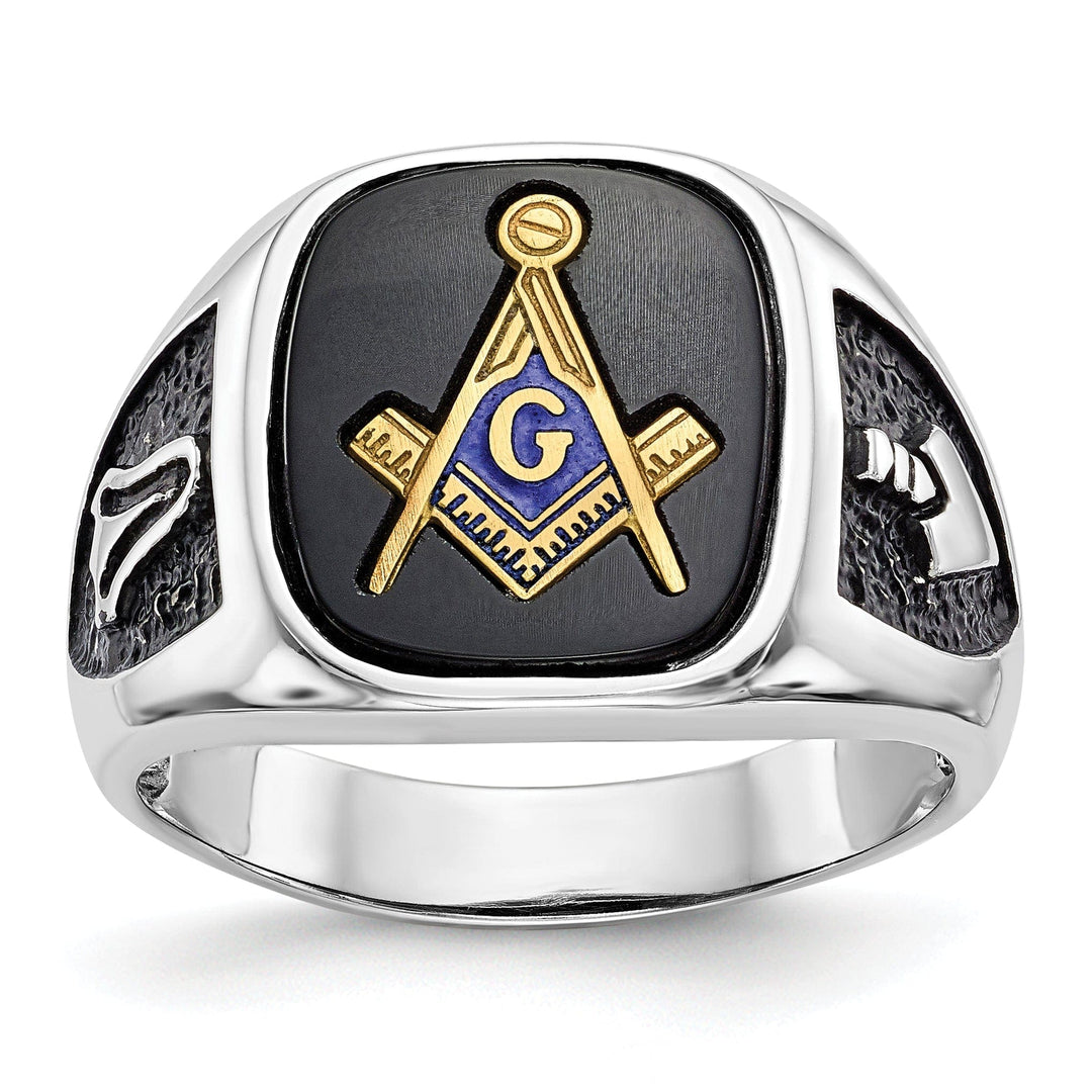 14k White Gold Men's Masonic Ring