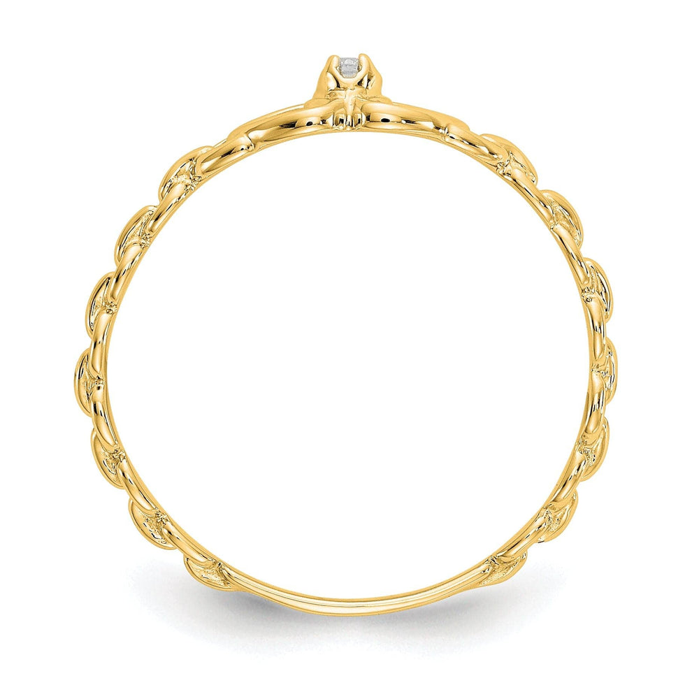 14k Yellow Gold Polished Diamond Heart Ring