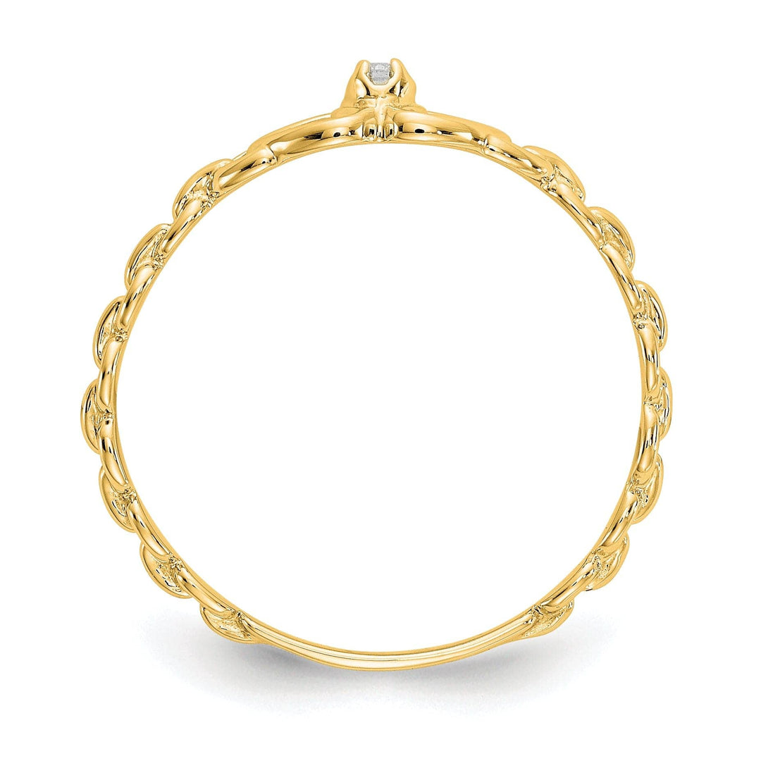 14k Yellow Gold Polished Diamond Heart Ring