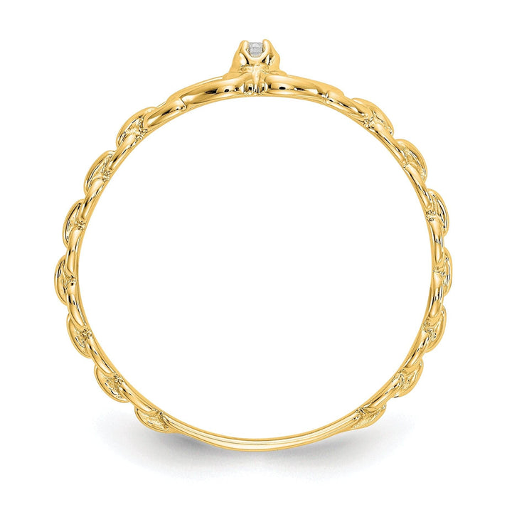 14k Yellow Gold Polished Diamond Heart Ring