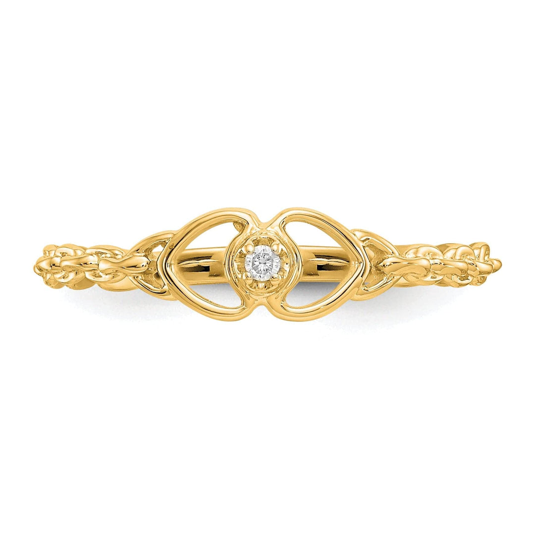 14k Yellow Gold Polished Diamond Heart Ring