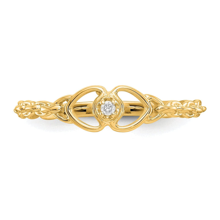 14k Yellow Gold Polished Diamond Heart Ring