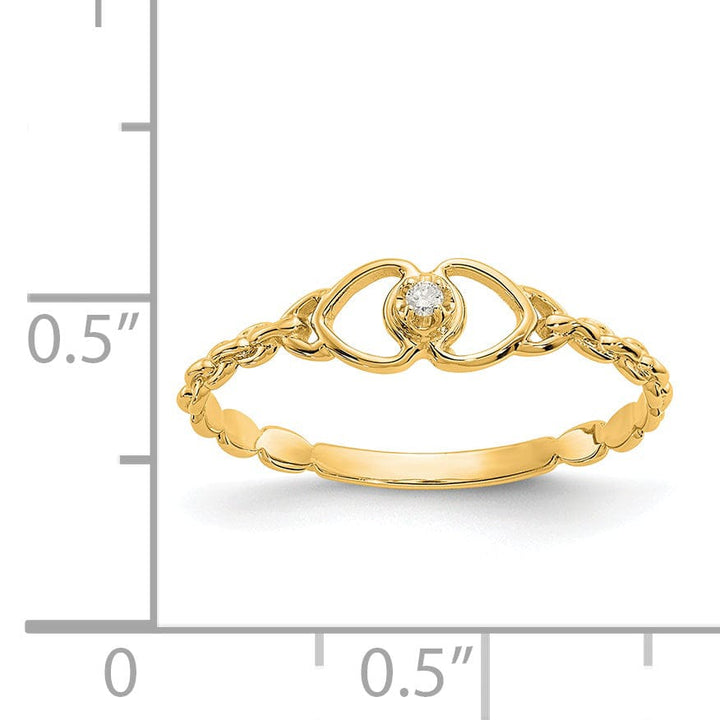 14k Yellow Gold Polished Diamond Heart Ring
