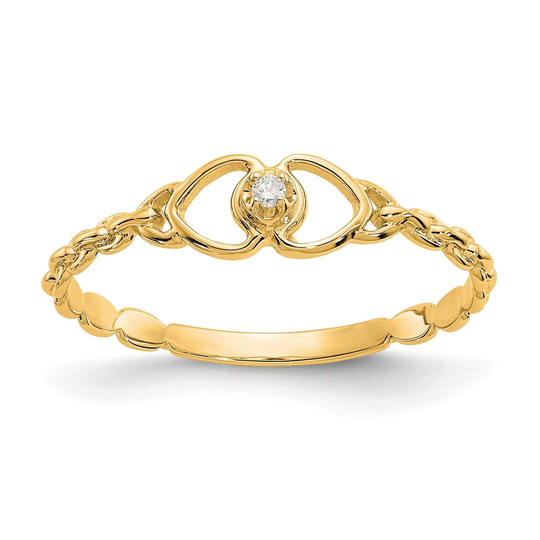 14k Yellow Gold Polished Diamond Heart Ring
