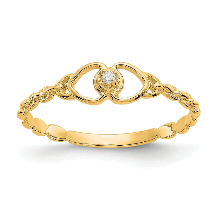 14k Yellow Gold Polished Diamond Heart Ring