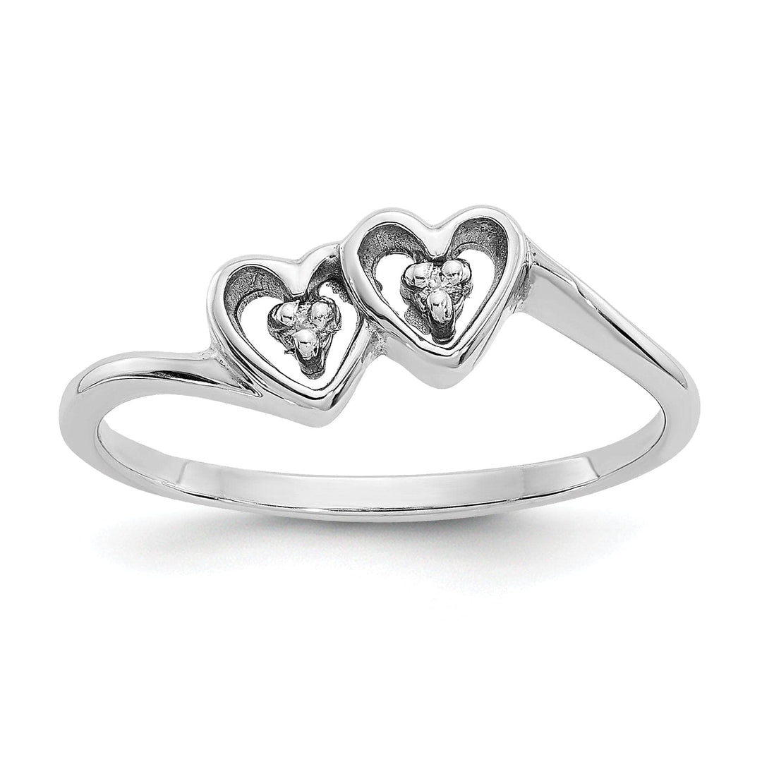 14k White Gold Polished Diamond Heart Ring