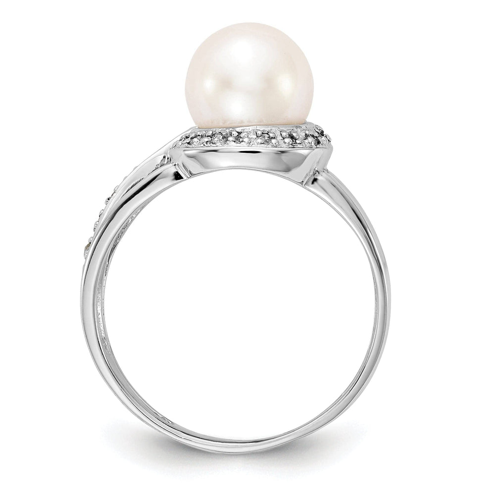 14k White Gold Pearl Diamond Ring