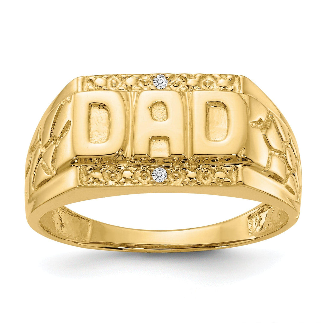 14k Yellow Gold Polished Men's Diamond Dad Ring