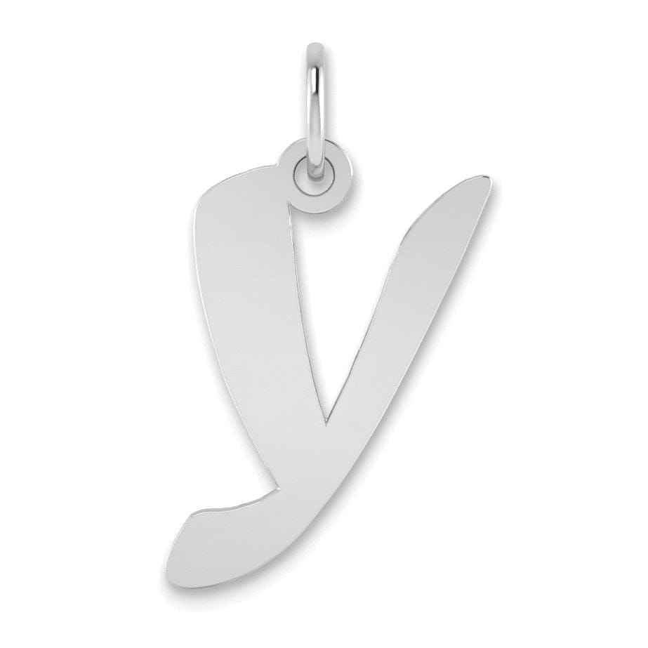 14k White Gold Script Design Letter Y Initial Pendant