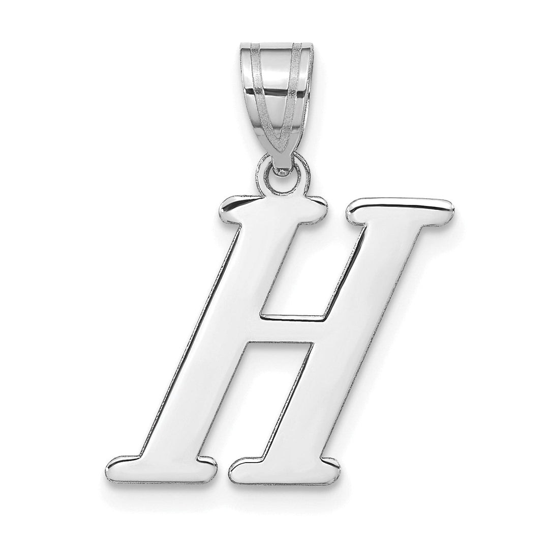 14k White Gold Slanted Design Letter H Initial Charm Pendant