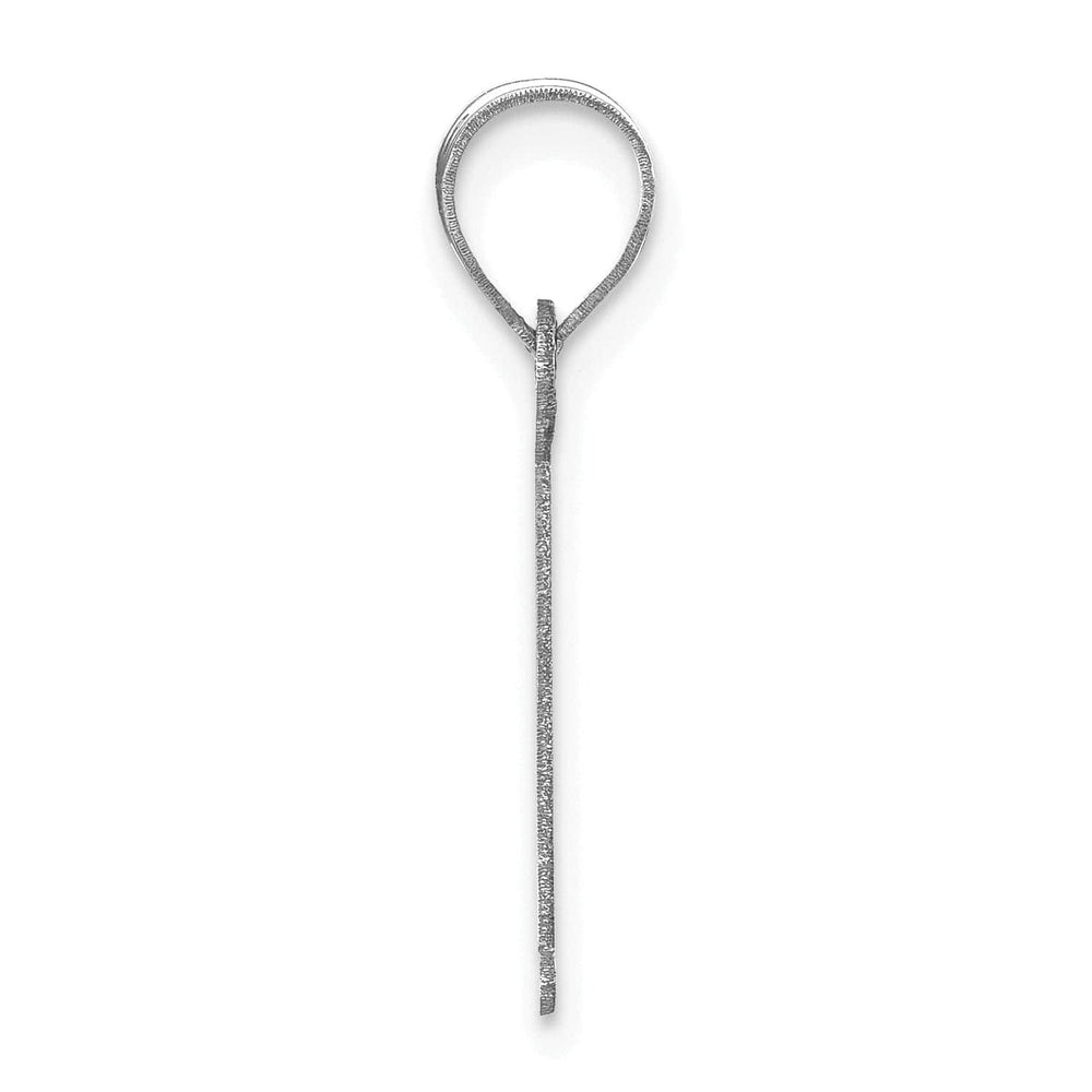 14k White Gold Slanted Design Letter I Initial Charm Pendant