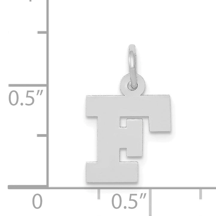 14k White Gold Small Block Design Letter F Initial Pendant
