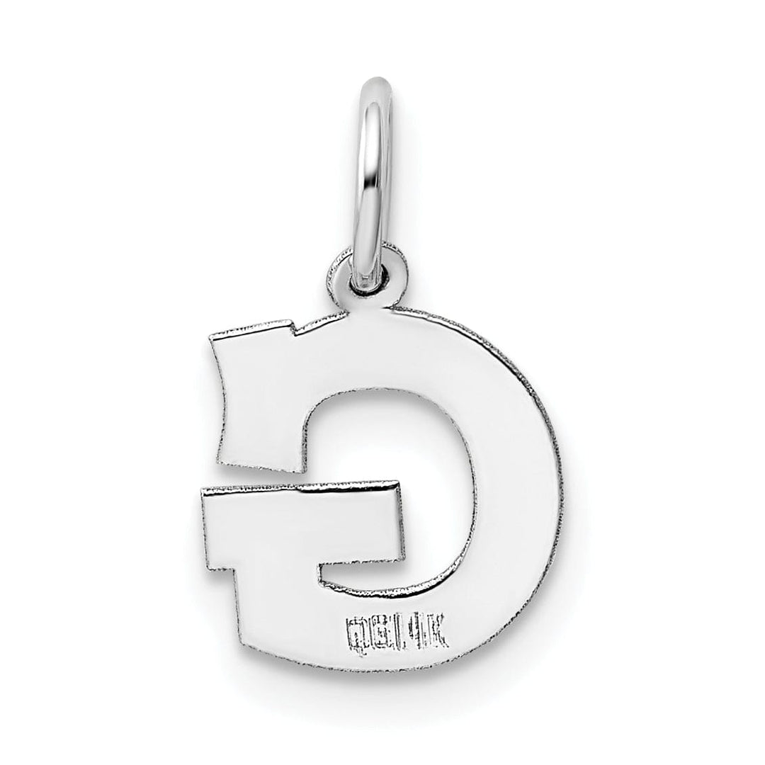 14k White Gold Small Block Design Letter G Initial Pendant
