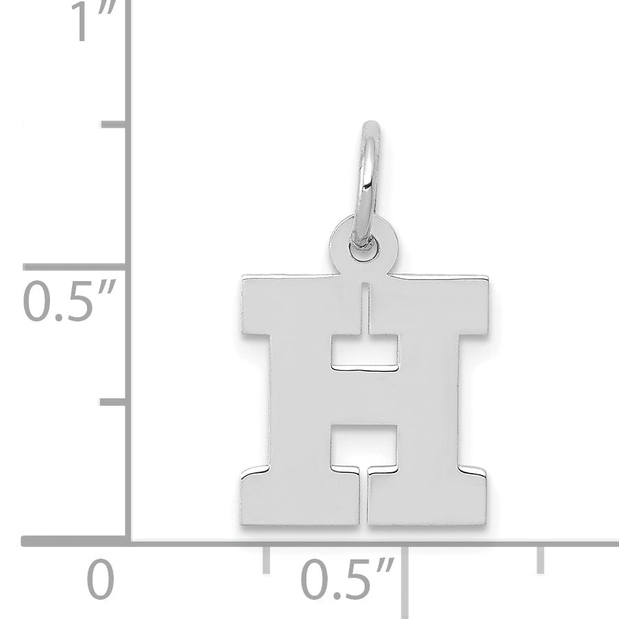 14k White Gold Small Block Design Letter H Initial Pendant