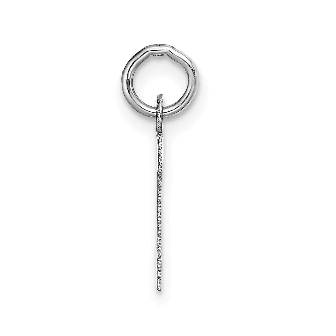 14k White Gold Small Block Design Letter I Initial Pendant