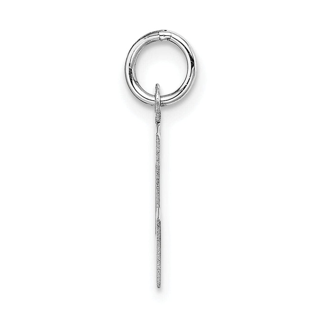 14k White Gold Small Block Design Letter L Initial Pendant