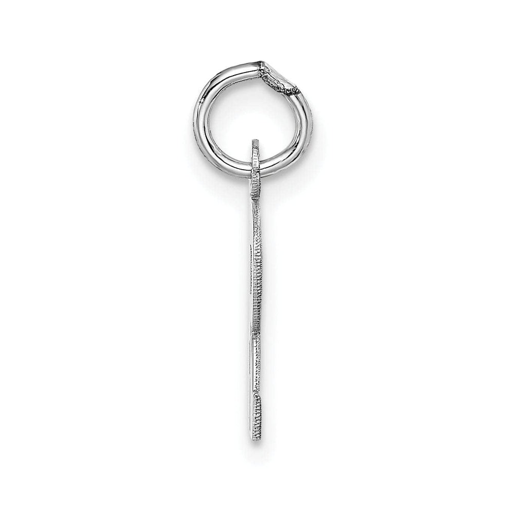 14k White Gold Small Block Design Letter R Initial Pendant